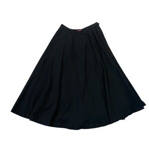 Vtg Evan Picone Midi Skirt Wool Blend Black Circle A-Line Full Pockets Size 10